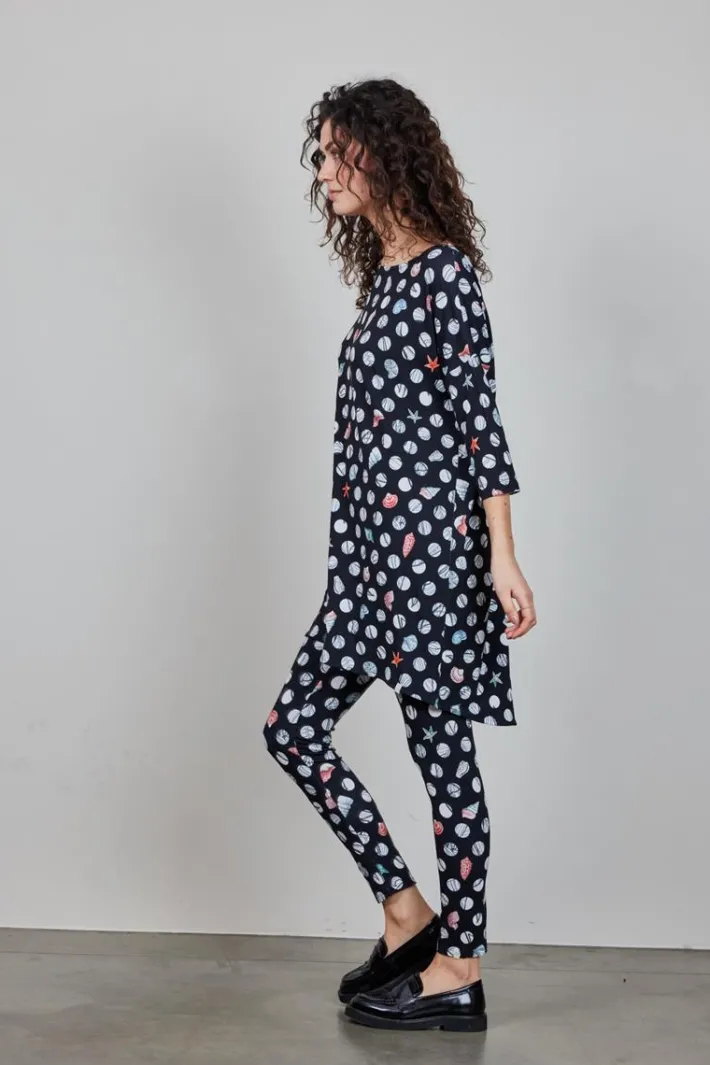DiDi Easy loose dress in Black with Coral cove print- Jurken & Tunieken