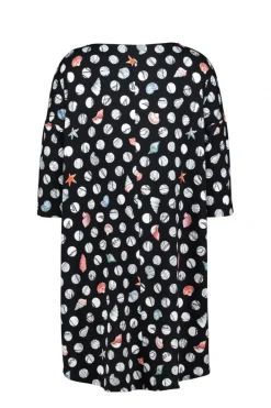 DiDi Easy loose dress in Black with Coral cove print- Jurken & Tunieken