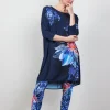 DiDi Easy loose dress in dark blue with Azur Fusion panel- Jurken & Tunieken