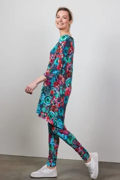 DiDi Easy loose dress in dark shadow with Floral Medley print- Jurken & Tunieken