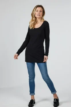 DiDi Extra long tee Leija in Black- Basics | T-shirts & Tops