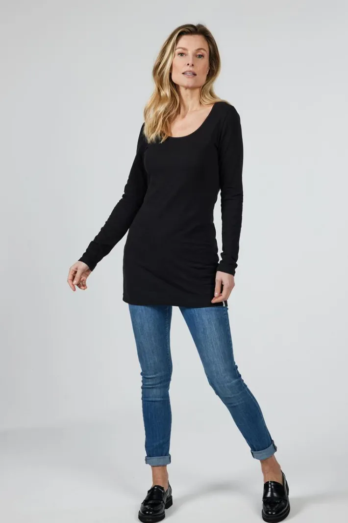 DiDi Extra long tee Leija in Black- Basics | T-shirts & Tops