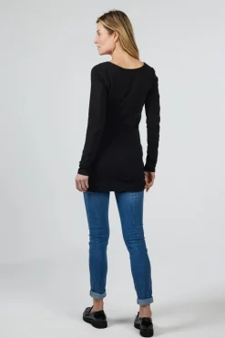 DiDi Extra long tee Leija in Black- Basics | T-shirts & Tops