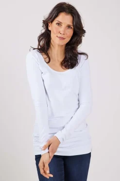 DiDi Extra long tee Leija in White- Basics | T-shirts & Tops
