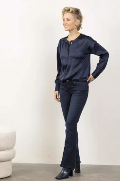 DiDi Flared denim pants dark blue- Denim | Lange Broeken