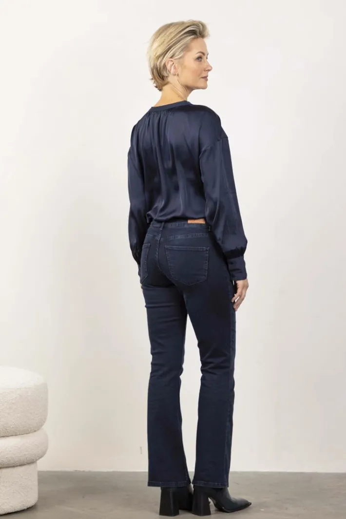 DiDi Flared denim pants dark blue- Denim | Lange Broeken