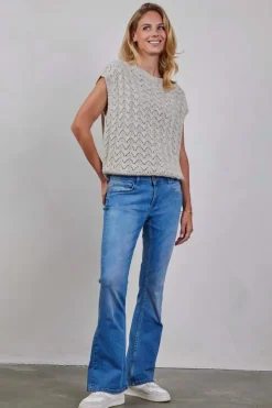 DiDi Flared denim pants mid blue- Denim | Lange Broeken