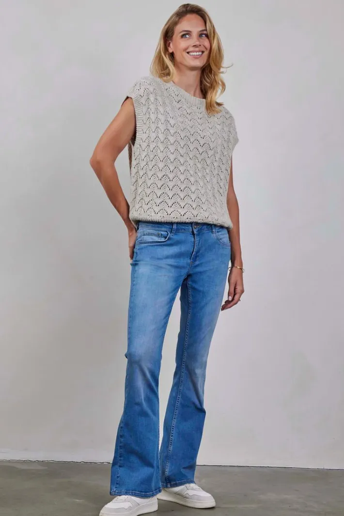 DiDi Flared denim pants mid blue- Denim | Lange Broeken