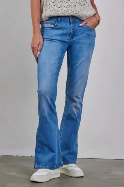 DiDi Flared denim pants mid blue- Denim | Lange Broeken