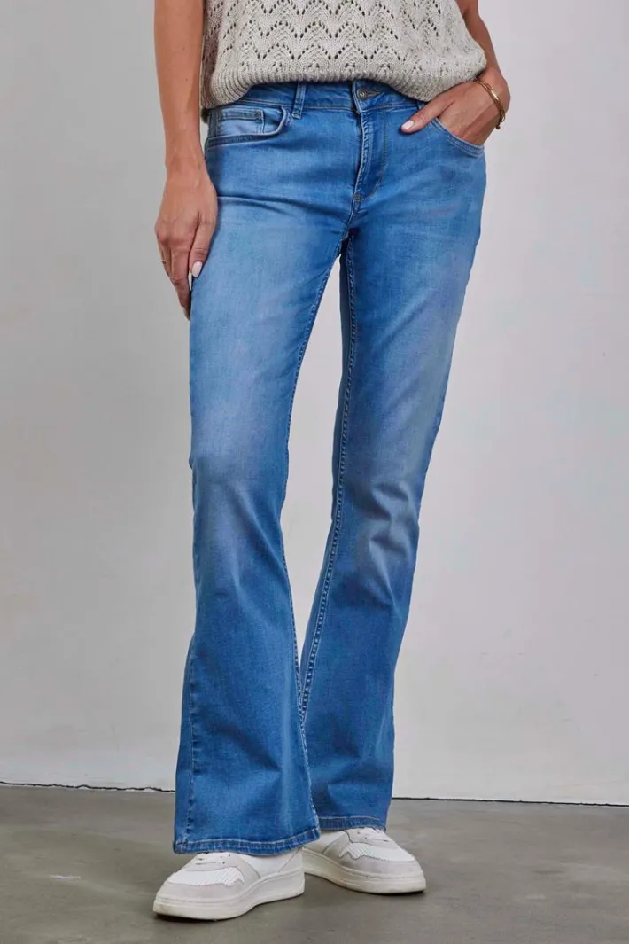 DiDi Flared denim pants mid blue- Denim | Lange Broeken