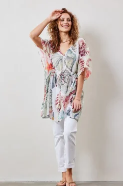 DiDi Kaftan in Offwhite with Ocean treasures XL print- Kaftans En Kimonos | Jurken & Tunieken