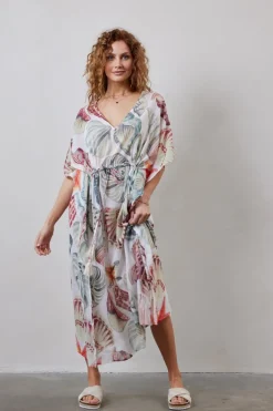 DiDi Kaftan long in Offwhite with Ocean treasure XL print- Kaftans En Kimonos | Jurken & Tunieken