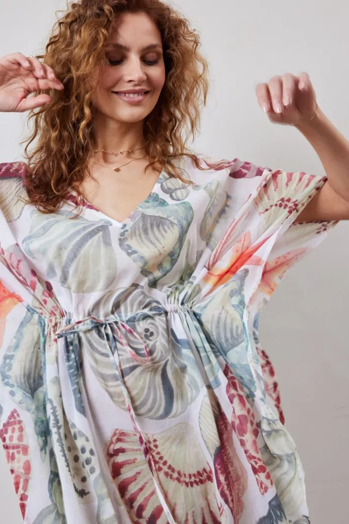 DiDi Kaftan long in Offwhite with Ocean treasure XL print- Kaftans En Kimonos | Jurken & Tunieken