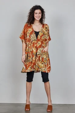 DiDi Kaftan Yassina in Copper with Palma print- Kaftans En Kimonos | Jurken & Tunieken