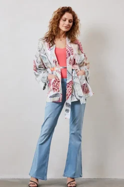 DiDi Kimono in Offwhite with Ocean treasures XL print- Kaftans En Kimonos | Jurken & Tunieken