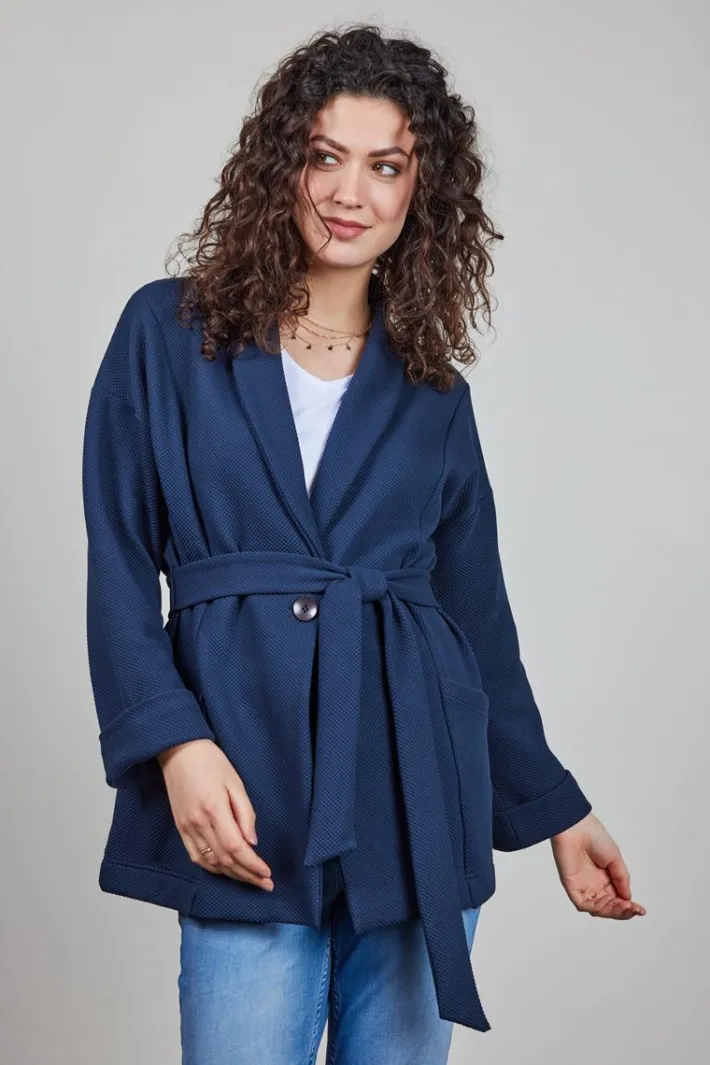 DiDi Kimono sweat vest Lois in donkerblauw- Truien & Vesten