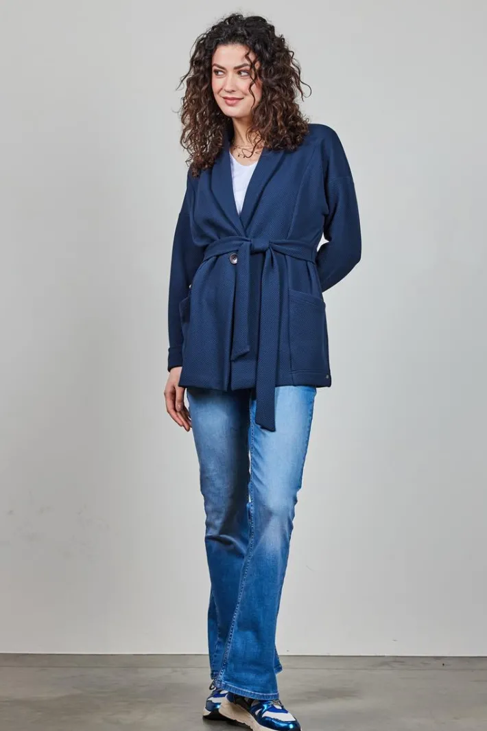 DiDi Kimono sweat vest Lois in donkerblauw- Truien & Vesten