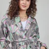 DiDi Kimono sweat vest Lois met Cosmic Flower print taupe- Truien & Vesten