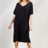 DiDi Long loose dress Elena in black- Basics | Jurken & Tunieken