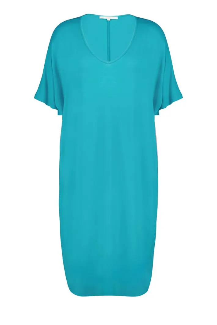 DiDi Long loose dress Elena in Dark turquoise- Basics | Jurken & Tunieken