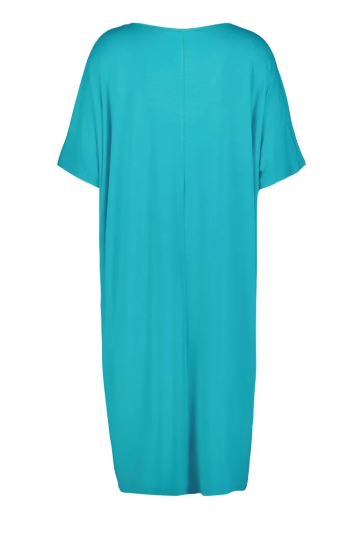DiDi Long loose dress Elena in Dark turquoise- Basics | Jurken & Tunieken