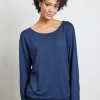 DiDi Long loose tee in dark blue- Basics | T-shirts & Tops