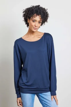 DiDi Long loose tee in dark blue- Basics | T-shirts & Tops
