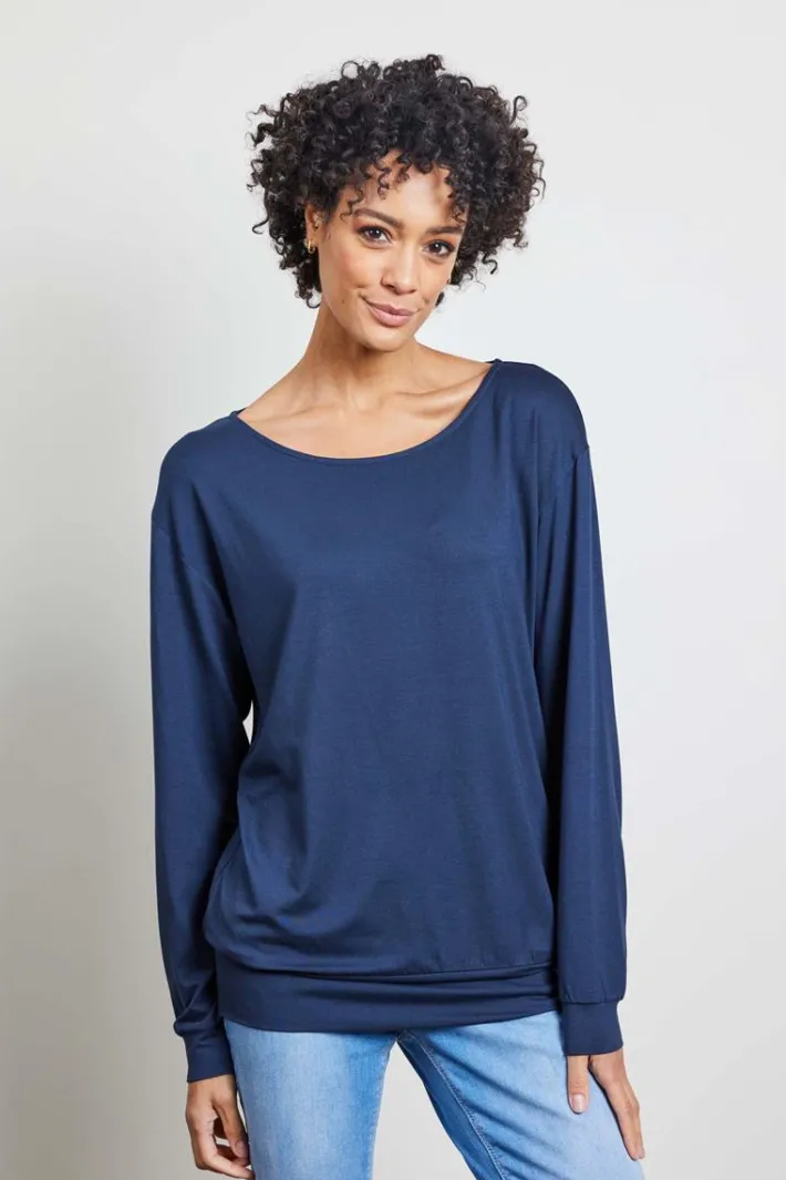 DiDi Long loose tee in dark blue- Basics | T-shirts & Tops