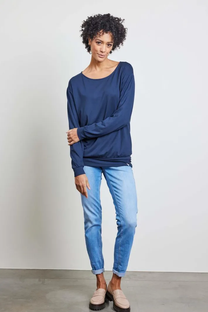 DiDi Long loose tee in dark blue- Basics | T-shirts & Tops