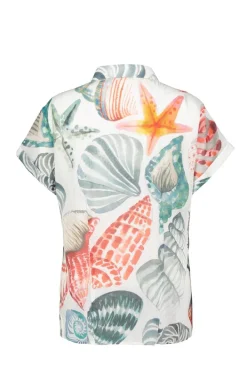 DiDi Loose blouse Sierra in Offwhite with Ocean treasures XL print- Blouses