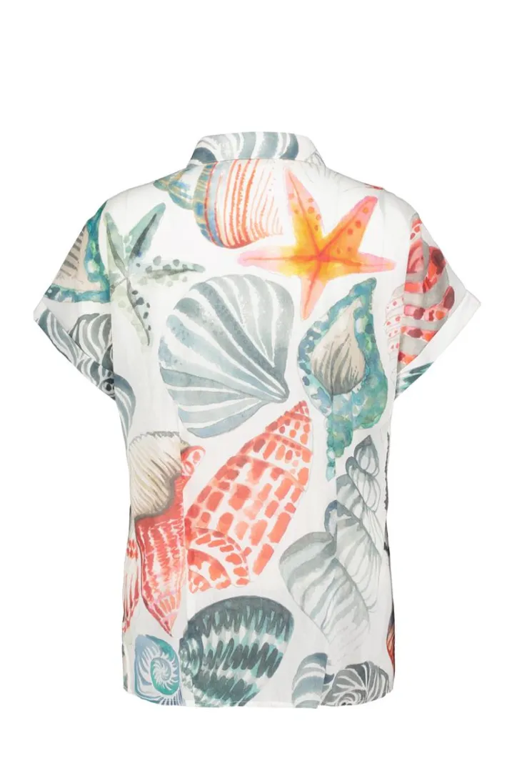 DiDi Loose blouse Sierra in Offwhite with Ocean treasures XL print- Blouses
