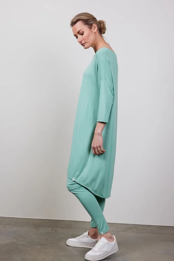 DiDi Loose dress 3/4 mouw in Granite green- Basics | Jurken & Tunieken