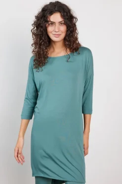DiDi Loose dress 3/4 sleeves Atlantic green- Basics | Jurken & Tunieken
