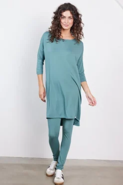 DiDi Loose dress 3/4 sleeves Atlantic green- Basics | Jurken & Tunieken