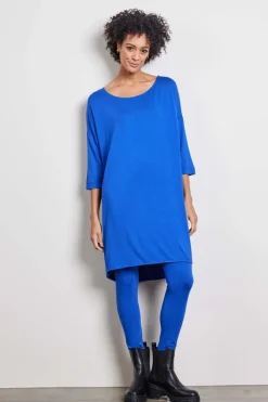 DiDi loose dress 3/4 sleeves in kobalt blue- Basics | Jurken & Tunieken