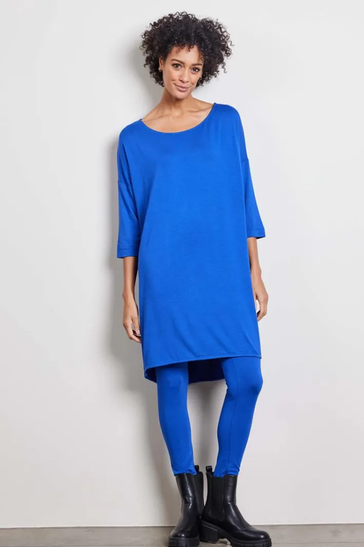 DiDi loose dress 3/4 sleeves in kobalt blue- Basics | Jurken & Tunieken