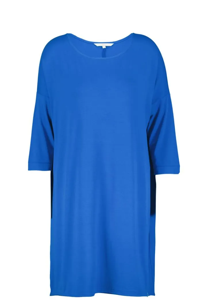 DiDi loose dress 3/4 sleeves in kobalt blue- Basics | Jurken & Tunieken