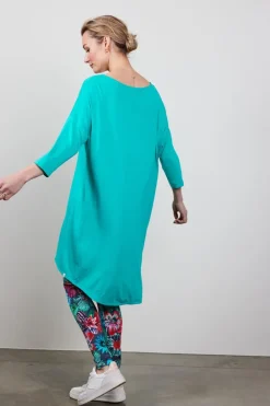 DiDi Loose dress 3/4 sleeves in peacock green- Basics | Jurken & Tunieken