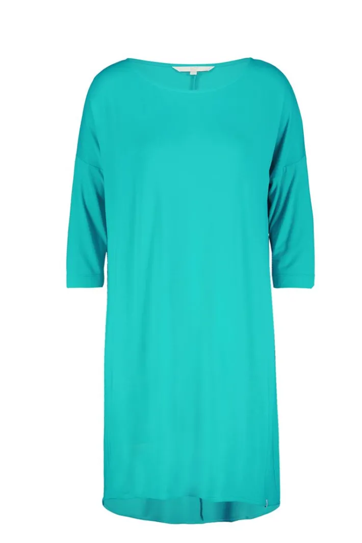 DiDi Loose dress 3/4 sleeves in peacock green- Basics | Jurken & Tunieken