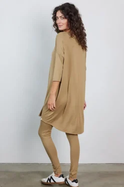 DiDi Loose dress 3/4 sleeves Kelp sand- Basics | Jurken & Tunieken