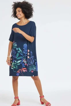 DiDi Loose dress Baya Botanic spice panel- Jurken & Tunieken