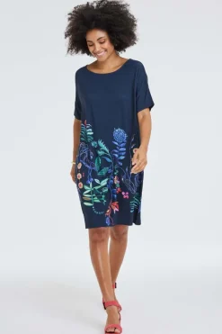 DiDi Loose dress Baya Botanic spice panel- Jurken & Tunieken
