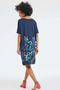 DiDi Loose dress Baya Botanic spice panel- Jurken & Tunieken