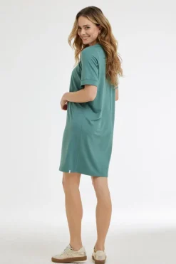 DiDi Loose dress Bisou Atlantic green- Basics | Jurken & Tunieken