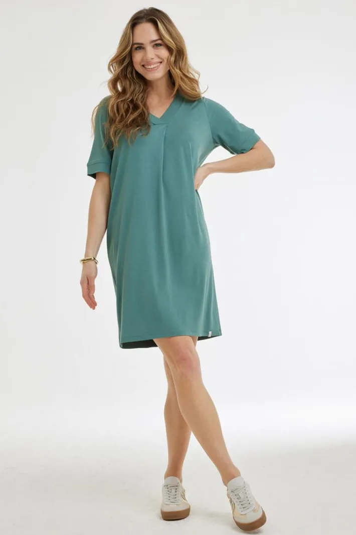 DiDi Loose dress Bisou Atlantic green- Basics | Jurken & Tunieken
