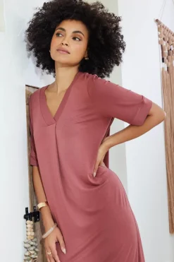 DiDi Loose dress Bisou Rust red- Basics | Jurken & Tunieken