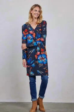 DiDi Loose dress Indy print Dark blue Waterside M print- Jurken & Tunieken