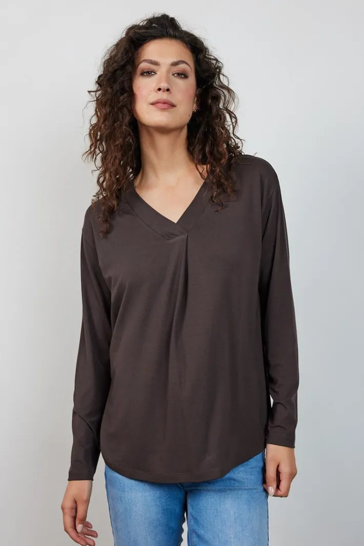 DiDi Loose tee Cindy Chocolate brown- Basics | T-shirts & Tops