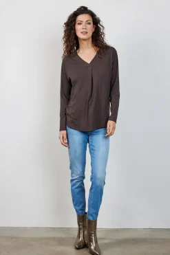 DiDi Loose tee Cindy Chocolate brown- Basics | T-shirts & Tops