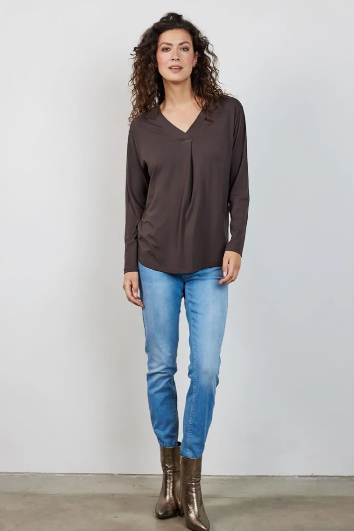 DiDi Loose tee Cindy Chocolate brown- Basics | T-shirts & Tops